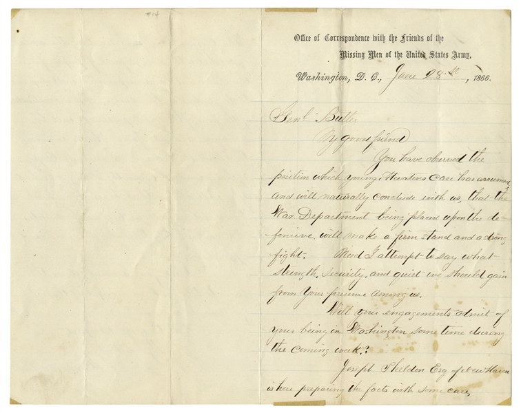 Excellent Clara Barton Autograph Letter Twice-Signed, Regarding the 1866 Trial of Dorence Atwater, the Famous POW at Andersonville Who Smuggled Out the ''Death List''